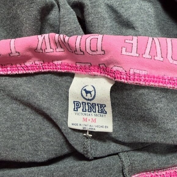 Victorias Secret LOVE PINK Flare Foldover Yoga Pants Y2K Size M Bling Spellout - Picture 6 of 12